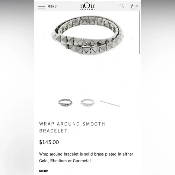 Silver Pyramid Stud Bracelet Noir Jewelry - Picture 3 of 5